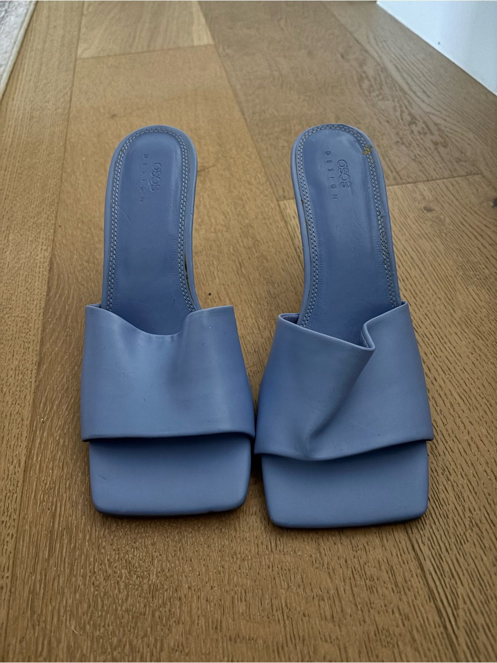 ASOS Blue Square-Toe Slide Mules